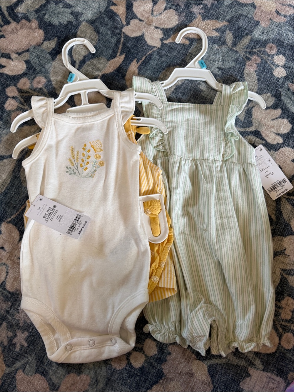 Bundle Carter's Baby Girls White, Yellow & Light Green Matching Set